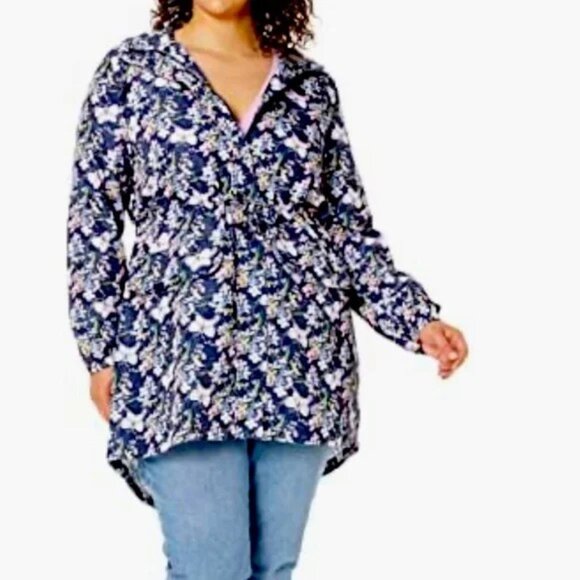 Vera Bradley Packable Raincoat - Bloom Boom Navy - Medium - Picture 1 of 6